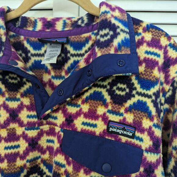 Vintage Patagonia Synchilla Aberdeen Butterfly  Purple Snap T Pullover Medium - Picture 4 of 6